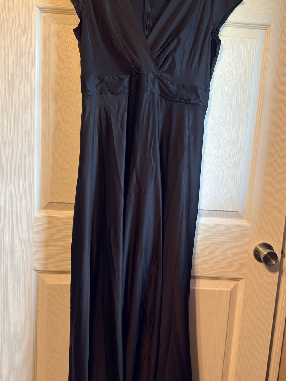 SHEIN Black Satin Wrap-Front Maxi Chemise